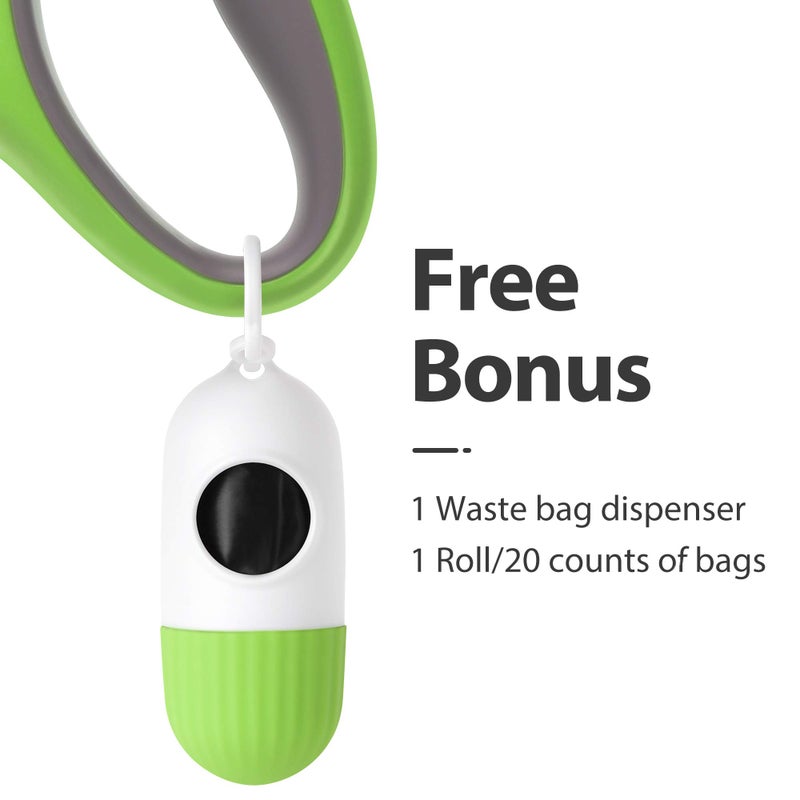 Fida Retractable Dog Leash for Medium Breed up to 44 lbs, 16 ft Pet Walking Leash with Dispenser and Poop Bags, Anti-Slip Handle, Reflective Strong Nylon Tape, One-Handed Brake (M, Green) - Image 2
